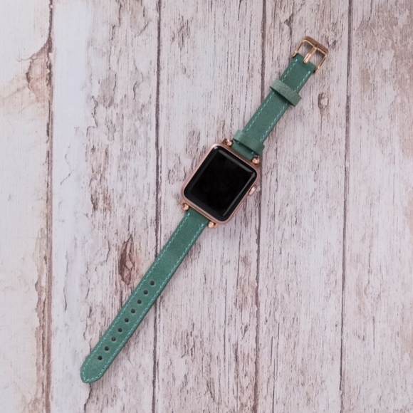 Green Premium Leather Apple Watch Band - Picture 4 of 8